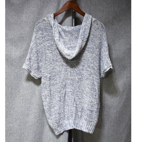 James Perse Blue Marled Knit Short Sleeve Hoodie – Size 1 (Small) - Picture 3 of 3